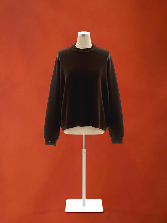 Brown distressed crew