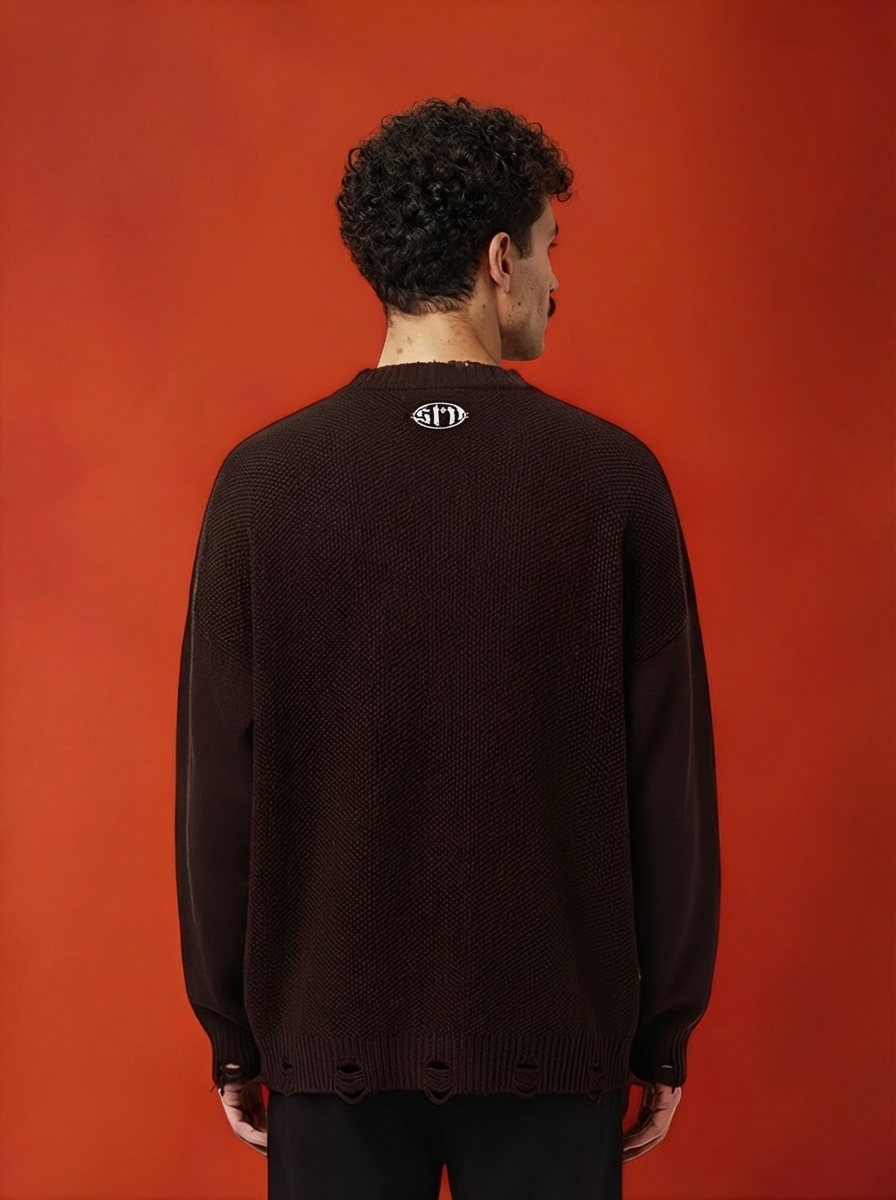 Brown distressed crew